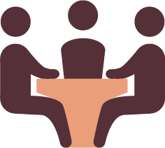 Ícone engajamento da alta liderança e funcionários/as